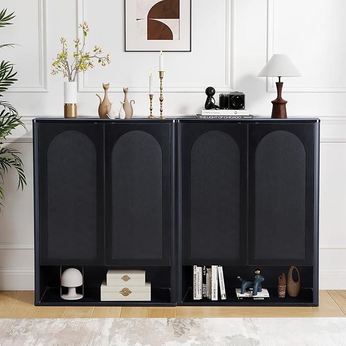 40.94'' Tall and Large Shoe Storage Cabinet with Doors and Adjustable Shelves, 5-Tier Modern Shoe Rack Cabinet Storage for Entryway, Entrance, Hallway, Living Room - Black
