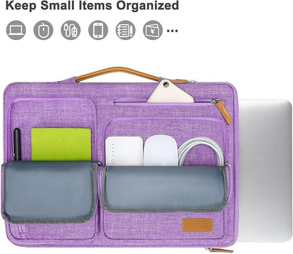 MOSISO 360 Protective Laptop Case 13.3 inch, 13-13.3 inch Laptop Sleeve Compatible with MacBook Air/Pro 13 / Pro 14,HP Dell Acer ASUS,Side Open Carrying Case with 4 Zipper Pockets&Handle, Lilac