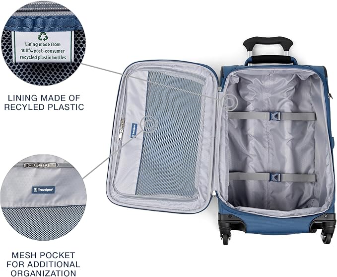 Travelpro Maxlite 5 Softside Expandable Luggage with 4 Spinner Wheels, Lightweight Suitcase, Men and Women, International, Ensign Blue, Carry-on 21-Inch
