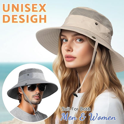 PFFY Sun Bucket Hats for Men Women 3” Wide Brim UPF 50+ Fishing & Beach Hat