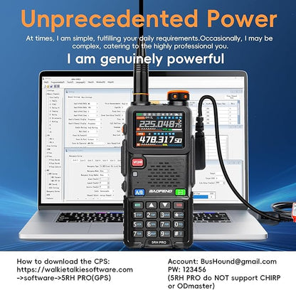 BAOFENG 5RH PRO Ham Radio Handheld, 10W Baofeng Radio with GPS APRS,640 Channels, NOAA Weather Walkie Talkies VHF/1.25M/UHF Aviation Police Band Scanner USB-C Rechargeable Battery Two Way Radio -2Pack