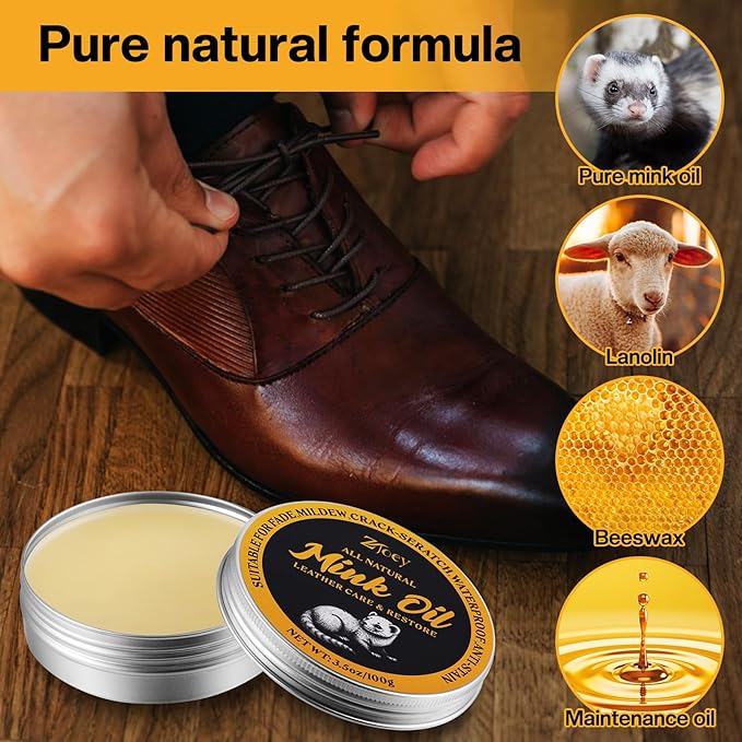 8 Pcs Mink Oil for Leather Shoes Boots 3.5 oz Leather Conditioner and Cleaner with Travel Bag Soften for Boots and Shoes Care(Style C)
