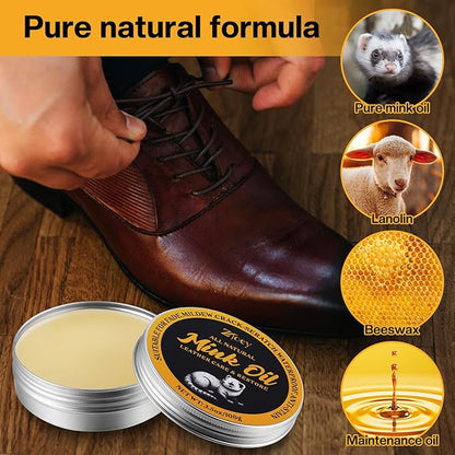 8 Pcs Mink Oil for Leather Shoes Boots 3.5 oz Leather Conditioner and Cleaner with Travel Bag Soften for Boots and Shoes Care(Style C)