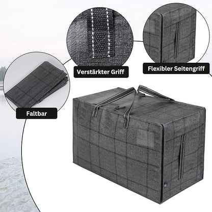 VENO 10 Pack Moving and Storage Bags, Heavy Duty, Alternative to Moving Boxes, Large Packing Totes Supplies for College Dorm Room with Zipper for Clothes, Wide Open Design (Windowpane, 10 Pack)
