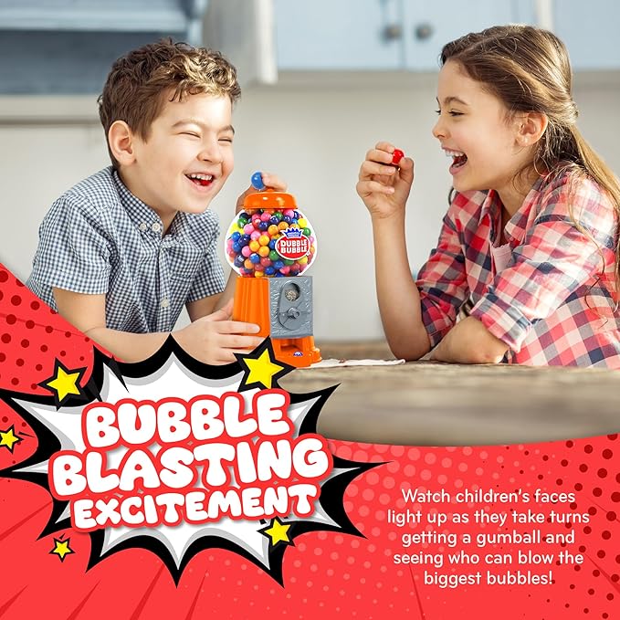 Gumball Machine Halloween Candy - for Kids 8.5" - Coin Operated Toy Bank - Dubble Bubble Red Gum Machine Classic Red Style Includes 45 Gum Balls - Kids Coin Bank - Candy Dispenser - Playo
