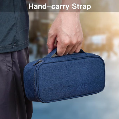 Electronics Organizer Travel Case, Carrying Pouch Bag for Travel Essentials, for Cable, Charging Cord, External Hard Drive, Portable Power Bank (Navy Blue)