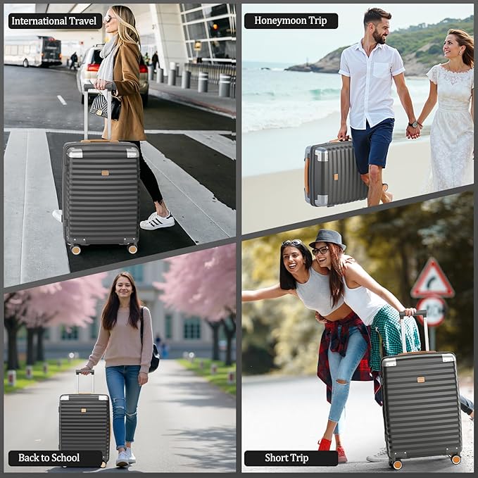 Joyway Carry On Luggage, 20 IN Suitcase Hardside Checked with TSA Lock (Gray, 20'')