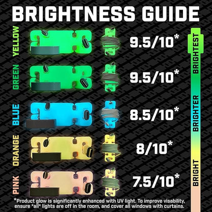 GlowBrick Stocking Stuffers for Adults Cord Management Weighted Cord Holder Cable Wrap Phone Stand - Glow-in-The-Dark Gadget Organizer for Nightstand. Gift for Men, Silicone. 4pk Assorted Glow