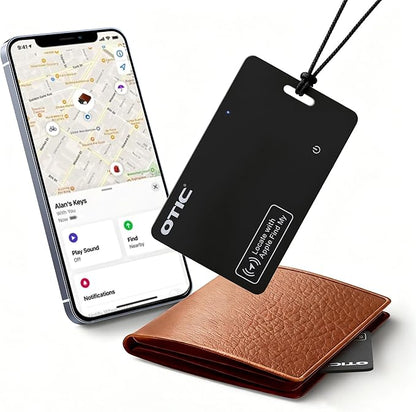 OTIC Wallet Tracker Card, Ultra-Thin 1.7MM Rechargeable Finder, Up to 10-Month Use, Works with Apple Find My (iOS), Locator for Wallet, Luggage, Passport, IP67 Waterproof, 1 Pack