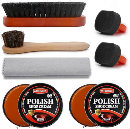 Black Brown Shoe Polish Kit Saddle Soap Mink Oil Leather Boot Shoe Shine Kit Conditioner Cream Wax Care Clearner Set