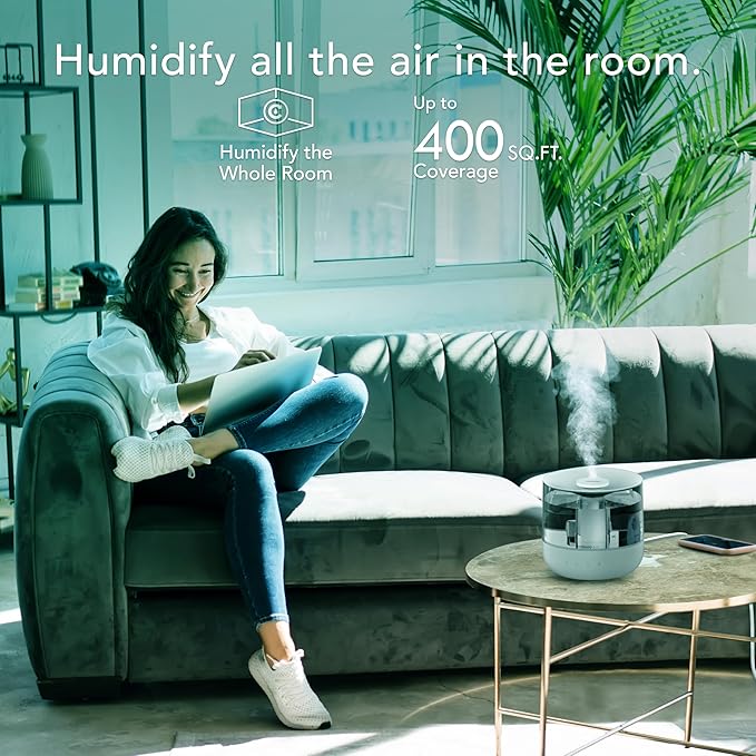 Vornado MISTIC 4 Whole Room Ultrasonic Humidifier, Top-Fill, Aromatherapy, 1-Gallon Tank, 3 Mist Settings, Ambient Lighting, Whisper-Quiet, Included Scent Pads, Air Humidifier for Kids and Home