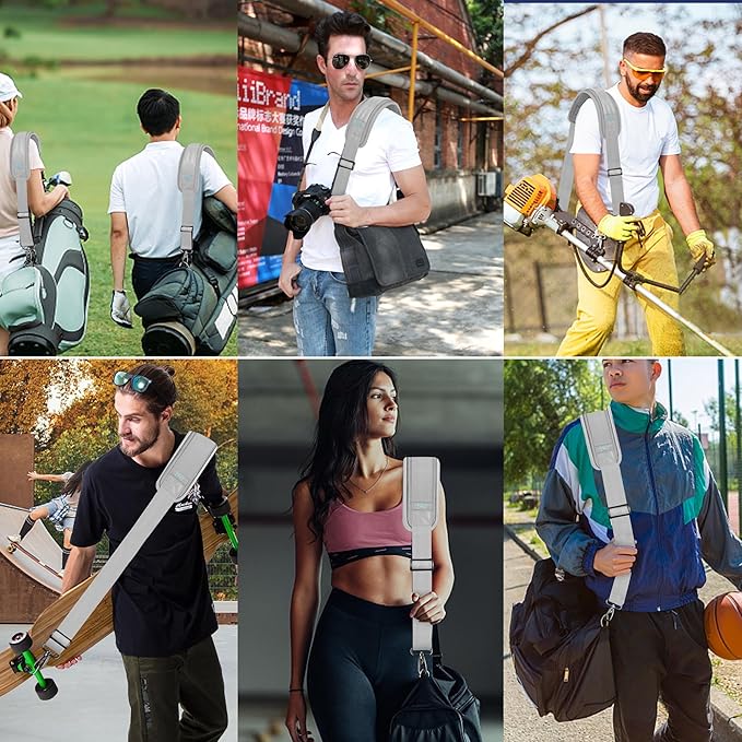 ZINZ 60" Universal Strap with Ultra-Thick Fixed Breathable Pad - Adjustable Heavy-Duty Shoulder Strap for Laptop, Crossbody, Luggage, Gym, Camera Bag and More - L01G01