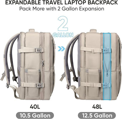 BALEINE Travel Backpack for Women Men, Large Sturdy Carry On Laptop Backpack Gifts for Business, Casual, Weekender, Hiking (XL, Khaki)