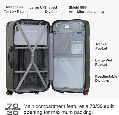 Traveler's Choice Maxporter II 30" Polycarbonate Hardside Trunk Luggage with Spinner Wheels, TSA Lock, Dark Green