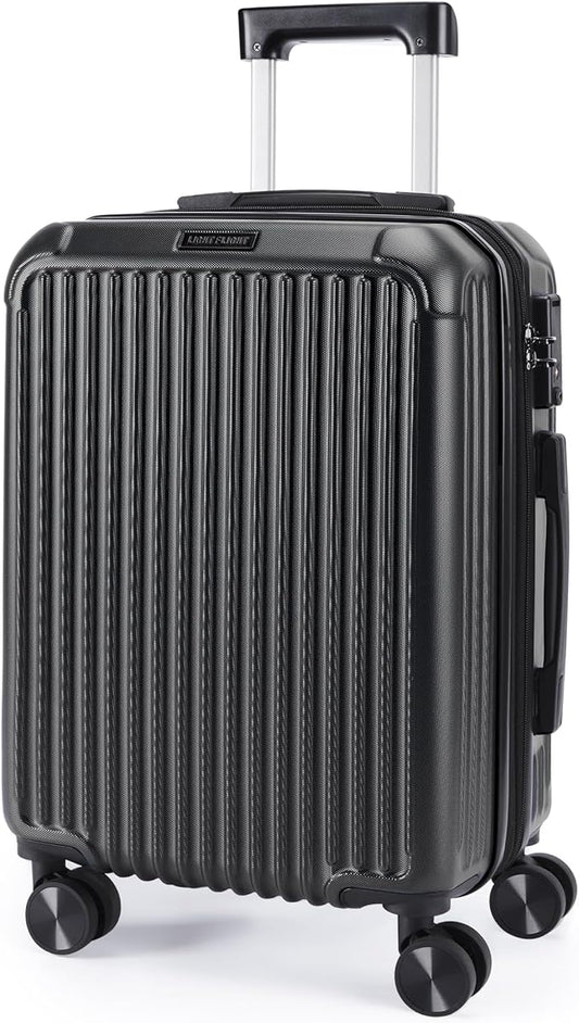 LIGHT FLIGHT Carry On Luggage 22x14x9 Airline Approved, Durable Hard Shell Carry On Suitcases with Wheels, Expandable Hardside Lightweight Travel Luggage with TSA Lock 20 Inch Carry on, Black