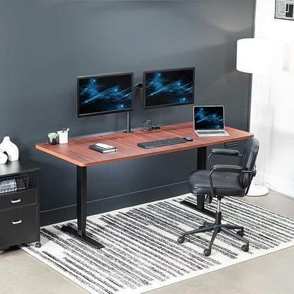 VIVO Electric 71 x 30 in Dual Motor Sit Stand Desk, Memory Height Adjustment, 2B Series, Dark Walnut Top Black Frame, DESK-KIT-2B7D