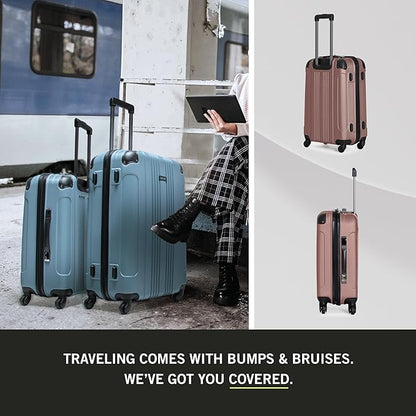 Kenneth Cole REACTION Out of Bounds Lightweight Hardshell 4-Wheel Spinner Luggage, Rose Gold, 2-Piece Set (20" & 28")