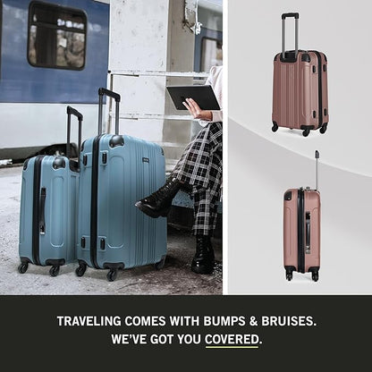 Kenneth Cole REACTION Out of Bounds Lightweight Hardshell 4-Wheel Spinner Luggage, Rose Gold, 24-Inch Checked
