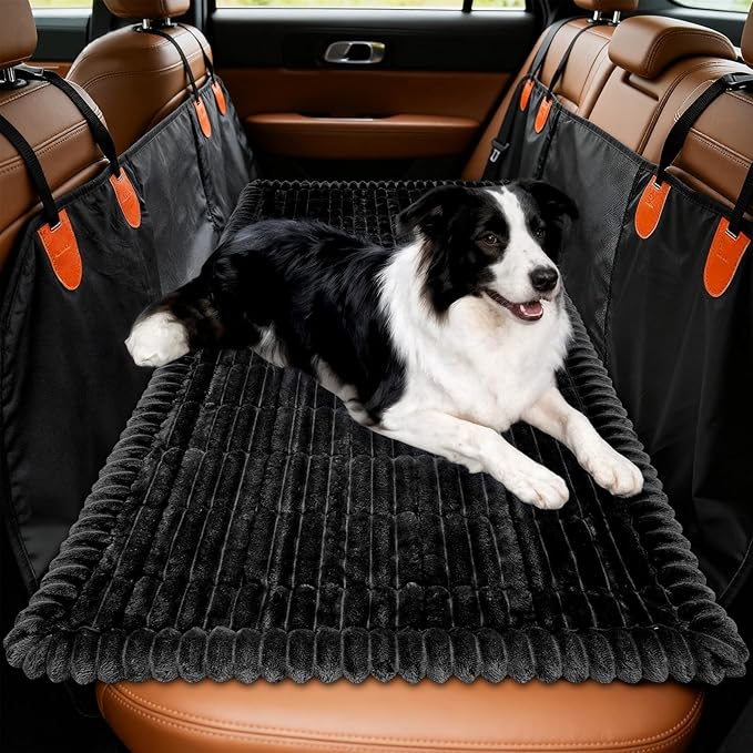 Dog Car Seat Covers for Back Seat, Dog Bed for Car, Car Seat Protector, Fit for Backseat Extenders, Non-Slip Soft Durable for Cars Trucks and SUVs(Black,50x24.6 inch)