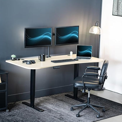 VIVO Electric 63 x 32 in Dual Motor Standing Desk, Memory Height Adjustment, 2B Series, Light Wood Top Black Frame, DESK-KIT-2B1C