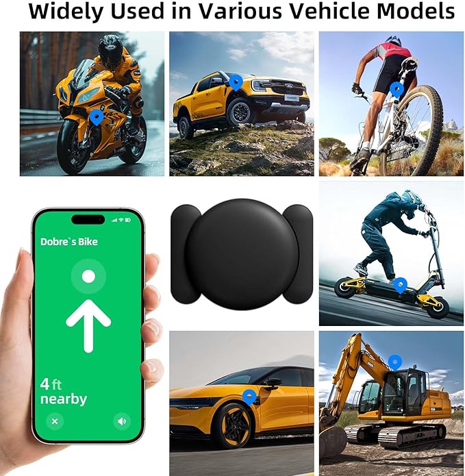 Car GPS Tracking Device for Vehicles, 2PCS Real Time GPS Tracker Work with Find My (iOS Only),No Monthly Fee (White Tracker, Black Magnetic Case)