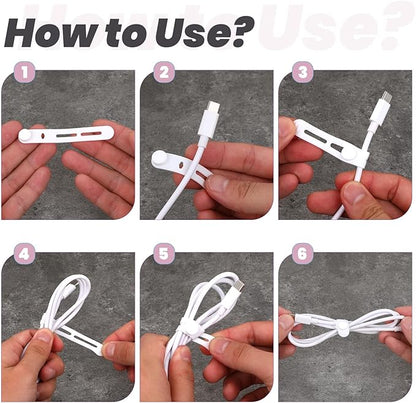 42 PCS Silicone Cable Ties Reusable, Silicone Cord Ties Reusable Cord Keeper Organizer for Office, Multipurpose Elastic Cable Silicones Wire Tie for Bundling Fastening Earphone Phone Charging Cords