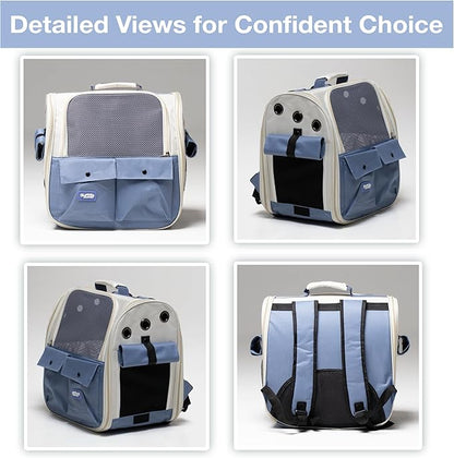 Durable Blue Cat Carrier Backpack – Ventilated & Soft Pet Travel Bag – Ideal for Medium Small Dog Puppy Kitten up to 22 LBS – Airline & TSA Approved