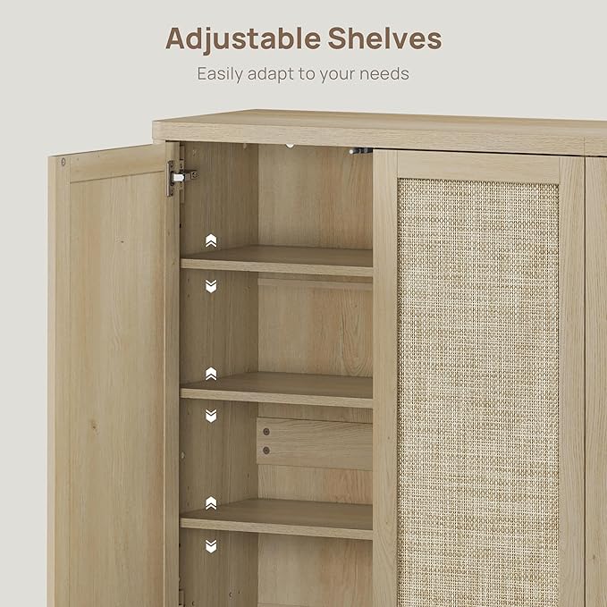 SICOTAS Rattan Shoe Storage Cabinet - Modular Shoe Cabinets with Door Tall Large Shoe Cabinet Storage for Entryway - 96.8" Wide Modular Cabinet for Hallway, Living Room