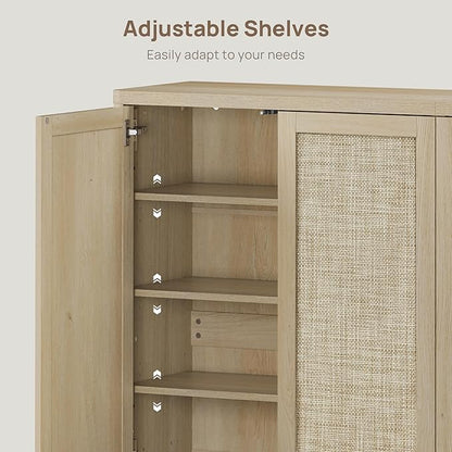 SICOTAS Rattan Shoe Storage Cabinet - Modular Shoe Cabinets with Door Tall Large Shoe Cabinet Storage for Entryway - 65.6" Wide Modular Cabinet for Hallway, Living Room