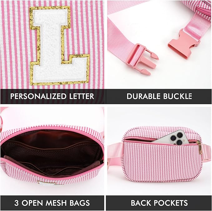 YOOLIFE Christmas Gifts for Girls Kids - Birthday Gifts for 3 4 5 6 7 8 9 10 11 12 13 Year Old Girl | Initial Fanny Pack Belt Bag Purse | Stocking Stuffers for Girls Teen Daughter Sister Pink S