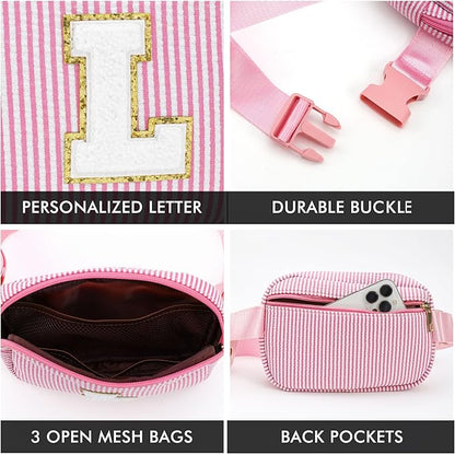 YOOLIFE Christmas Gifts for Girls Kids | Birthday Gifts for 3 4 5 6 7 8 9 10 11 12 13 Year Old Girl | Initial Fanny Pack Belt Bag Purse | Stocking Stuffers for Girls Teen Daughter Sister | Pink J