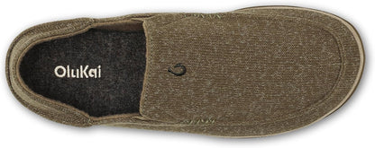 OLUKAI Moloa Hulu Men's Wool-Blend Slippers, Soft & Heathered Knit Slip On Shoes, Suede Leather Foxing, Drop-In Heel Design