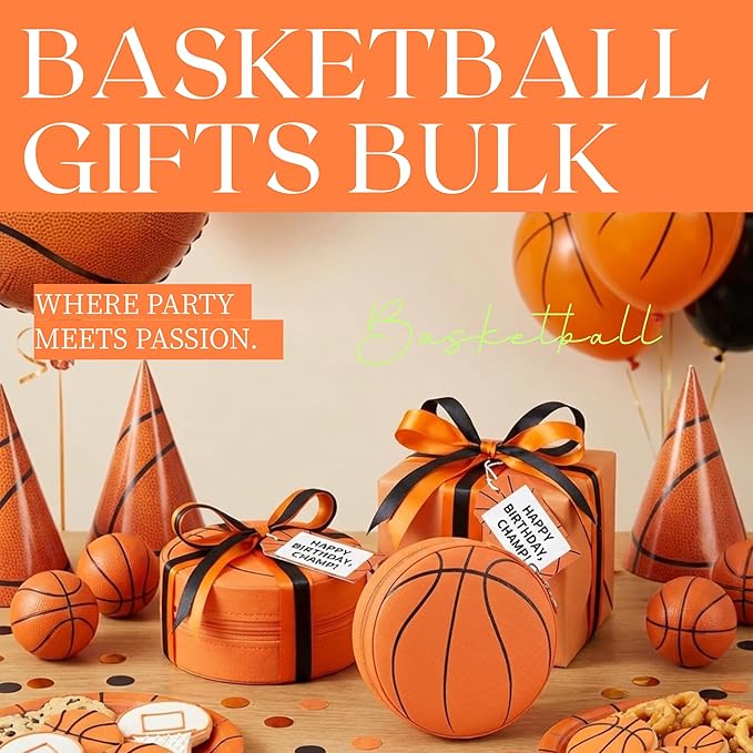 12 Packs Basketball Mini Travel Jewelry Case Round Basketball Stuff Small Portable PU Leather Jewelry Box Organizer Storage Case for Sports Team Club Lovers Birthday Goodie Favors Gifts