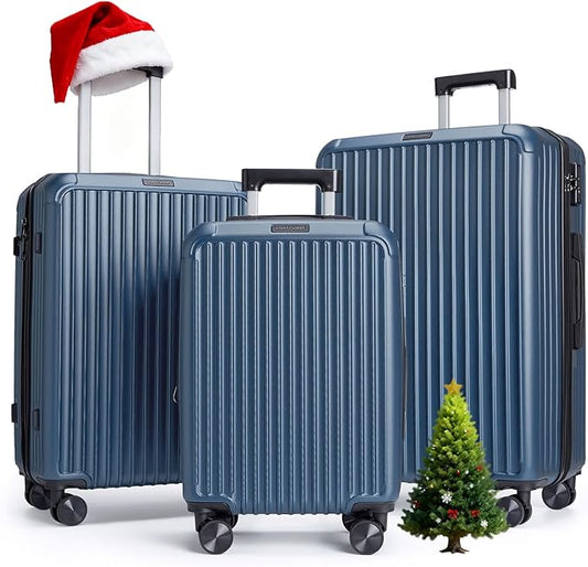 LIGHT FLIGHT Luggage Sets, Durable Hard Shell 3 Piece Set Suitcase with Spinner Wheels, Hardside Lightweight Luggage set with TSA Lock, Large Travel Luggage Set (20" 24" 28"), Royal Blue