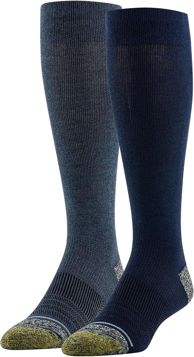 GOLDTOE Mens Mild Compression Over the Calf Comfort Socks, 2-pairs