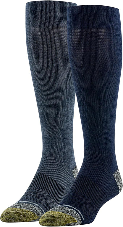 GOLDTOE Mens Mild Compression Over the Calf Comfort Socks, 2-pairs