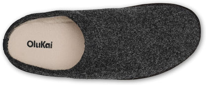 OLUKAI Hamani Hulu Men's Wool Mule Slippers, Soft & Comfortable Slippers with Premium Materials, Sheepskin Shearling & Italian Felt, All-Day Wear