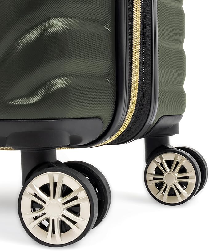 Kenneth Cole REACTION Madison Square Lightweight Hardside Chevron Expandable Spinner Luggage, Olive, 24-Inch Checked