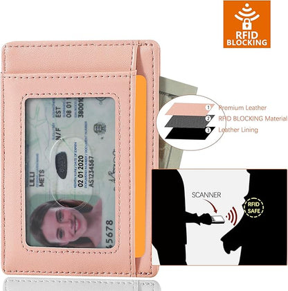 Travelambo Slim Wallet Front Pocket Minimalist Leather RFID Blocking Medium Size