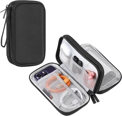 Electronic Accessories Carry Case, Electronic Accessories Organizer Carry Bag, Travel Cable Organizer Pouch, Portable Waterproof Double Layers All-in-One Storage Bag for Cord, Charger, Earphones (M)
