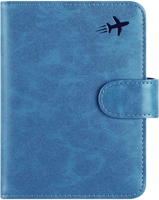 Passport Holder Cover Wallet RFID Blocking Leather Card Case Travel Accessories for Women Men (#Blue)