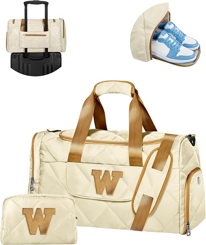 Gifts for Girls, Dance Bag with Letter, Personalized Gifts for Daughter, Granddaughter, Niece, Weekender Bag with Toiletry Bag, Girls Trip Gift Favors, Birthday Christmas Gift Idea