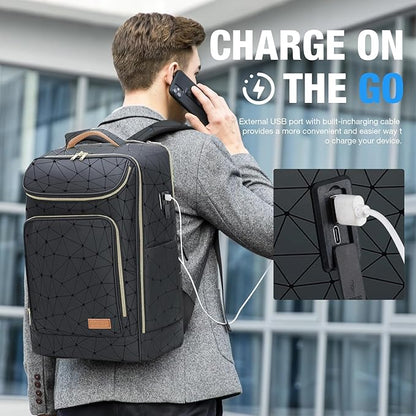 Lekebobor Travel Rolling Backpack, 18 inch Waterproof Bag with 360° Wheels for 15.6" Laptop, Convertible Airline Approved Travel Back Pack for Men & Women, Business, Commuter