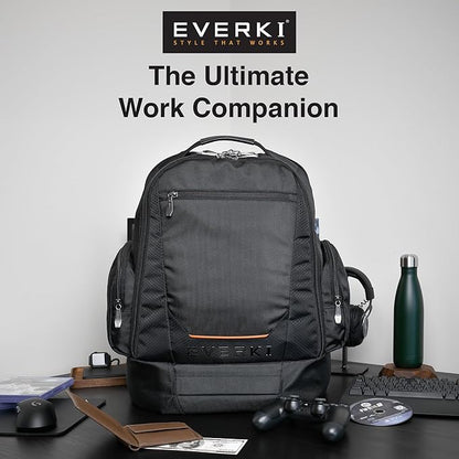 EVERKI ContemPRO 117 Laptop Backpack Fits up to 18.4” – Gaming, 42L Large Travel Backpack with Water-Resistant Rain Cover for Women & Men – Spacious Business Laptop Bag – Black (EKP117B)