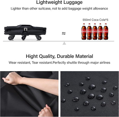 Hanke Expandable Collapsible Luggage with Wheels, Black Upgrade Version 2, 98L, Water-Resistant, 5 Spinner Wheels, 3 Pockets, Polyester, 19x13x27.2 inches, 6.1lb, Carry-On Luggage, Travel, Vacation