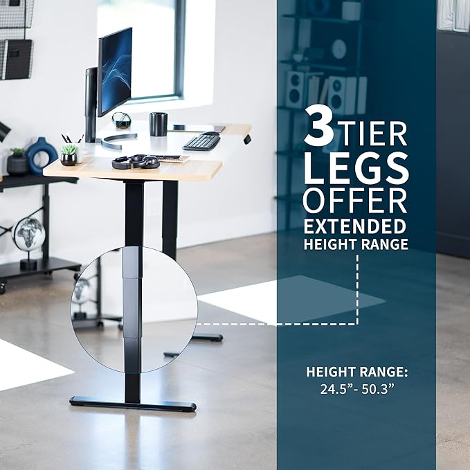 VIVO Electric 71 x 30 in Dual Motor Sit Stand Desk, Memory Height Adjustment, 2B Series, White and Light Wood Top, Black Frame, DESK-KIT-2B7WC