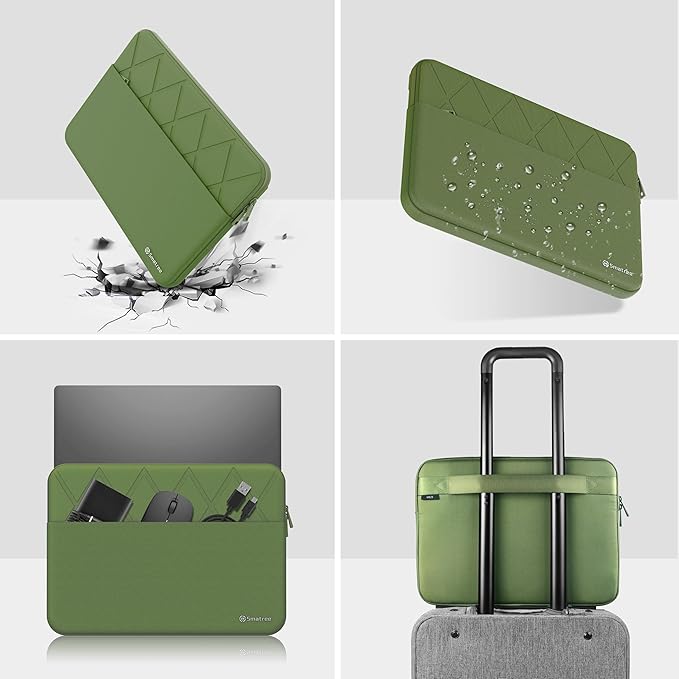 Smatree Laptop Sleeve for 16 inch Lenovo ThinkPad L16 Gen 1, Computer Case with Accessory Pocket, YKK Zipper, Patented Super-Corner Design, Green(E639G)