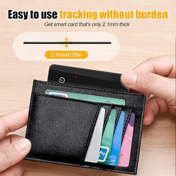 Wallet Tracker 2 Pack Rechargeable Item Tracker, 8-Month Battery Life Smart Track Card, Slim Wallet Finder Works with Apple Find My (iOS Only), Sound Alerts Item Finder for Luggage, Purse, Phone