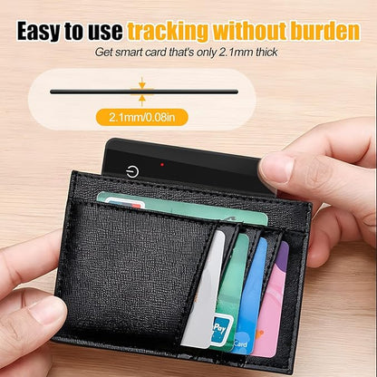 Wallet Tracker 2 Pack Rechargeable Item Tracker, 8-Month Battery Life Smart Track Card, Slim Wallet Finder Works with Apple Find My (iOS Only), Sound Alerts Item Finder for Luggage, Purse, Phone