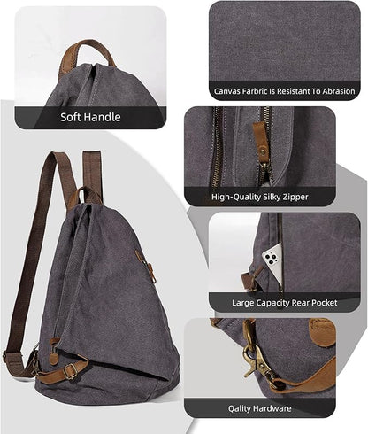 KL928 Canvas Vintage Backpack – Large Casual Daypack Outdoor Travel Rucksack Hiking Backpacks for Men Women